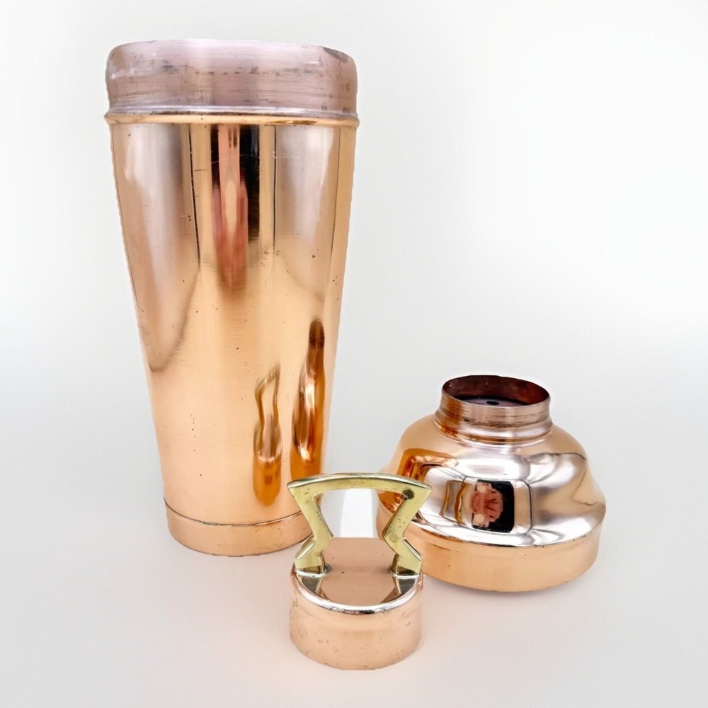 Pottery Barn Copper Martini Shaker w/ Brass Handle 10" Barware Drink Mixer - Picture 2 of 9